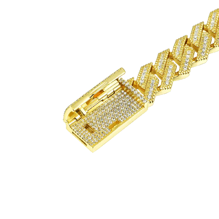 Halo Round Cut Moissanite Prong Cuban Link Bracelet 12mm old Bracelets