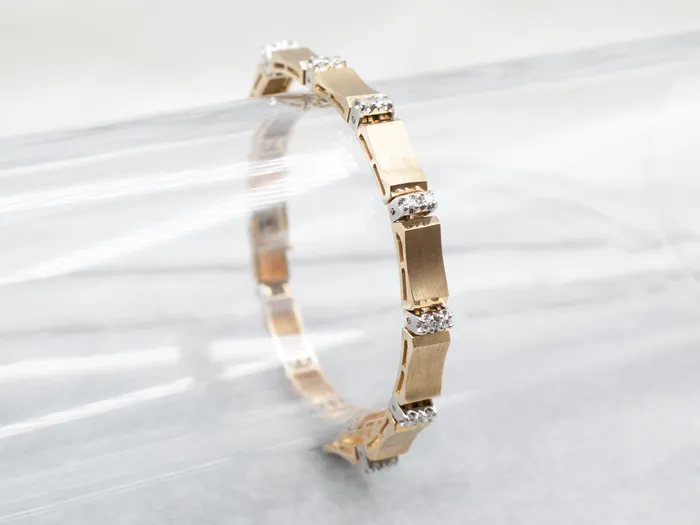 Market Square Jewelers Bracelets Luxurious Two Tone Brushed Gold Diamond Bracelet