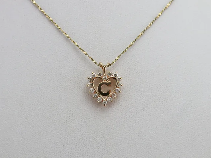 Market Square Jewelers Diamond Halo C Initial Pendant Necklaces