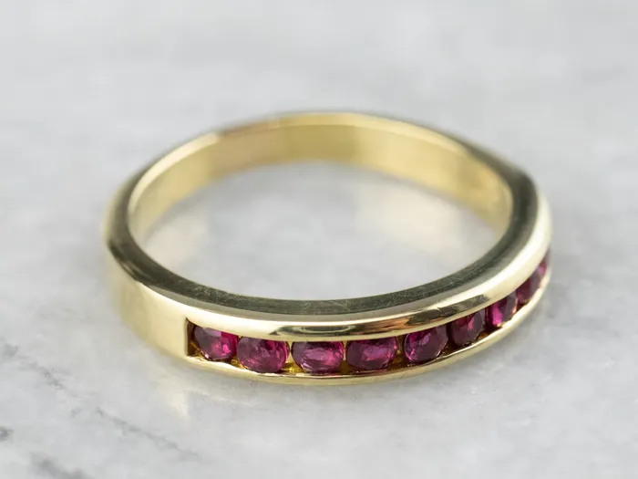 Market Square Jewelers Fine 18K Yellow Gold Ruby Band Rings