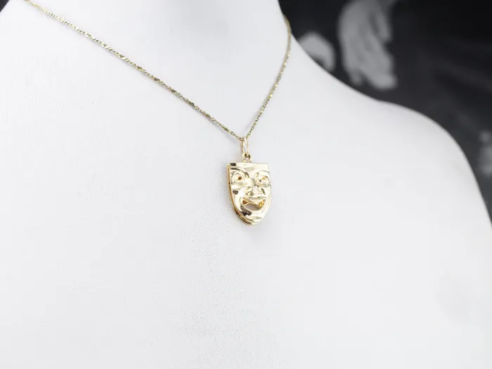 Market Square Jewelers Necklaces Gold Comedy and Tragedy Masks Pendant
