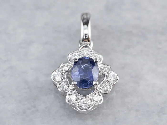 Market Square Jewelers Necklaces White Gold Sapphire and Diamond Pendant Market Square Jewelers Necklaces White Gold Sapphire and Diamond Pendant