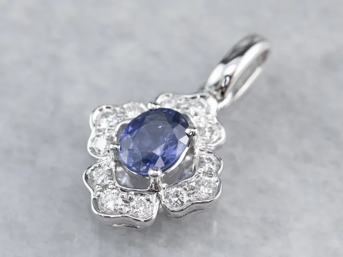 Market Square Jewelers Necklaces White Gold Sapphire and Diamond Pendant Market Square Jewelers Necklaces White Gold Sapphire and Diamond Pendant