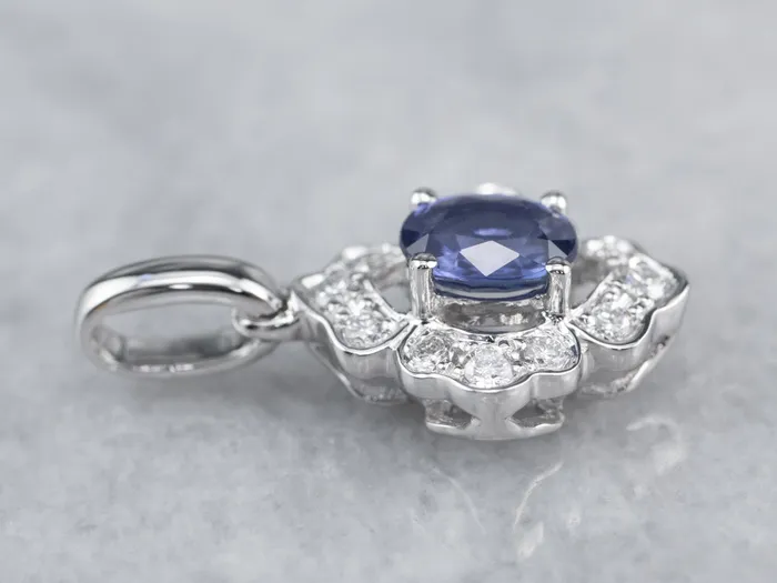Market Square Jewelers Necklaces White Gold Sapphire and Diamond Pendant Market Square Jewelers Necklaces White Gold Sapphire and Diamond Pendant