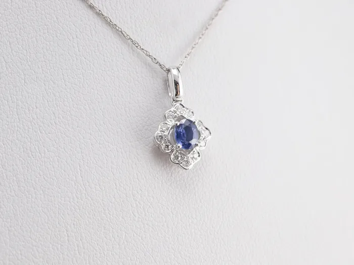 Market Square Jewelers Necklaces White Gold Sapphire and Diamond Pendant Market Square Jewelers Necklaces White Gold Sapphire and Diamond Pendant