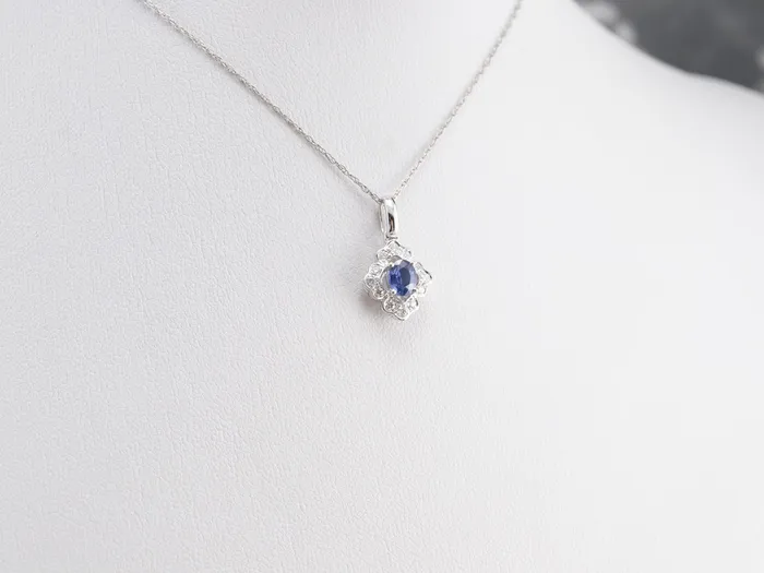 Market Square Jewelers Necklaces White Gold Sapphire and Diamond Pendant Market Square Jewelers Necklaces White Gold Sapphire and Diamond Pendant
