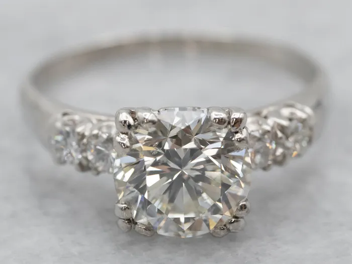 Market Square Jewelers Platinum Round Brilliant Cut Diamond Engagement Ring Rings