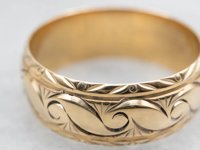 Market Square Jewelers Rings Rose Gold Band with Etched Wave Pattern Market Square Jewelers Rings Rose Gold Band with Etched Wave Pattern