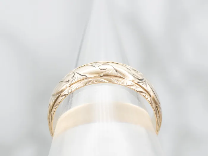 Market Square Jewelers Rings Rose Gold Band with Etched Wave Pattern Market Square Jewelers Rings Rose Gold Band with Etched Wave Pattern