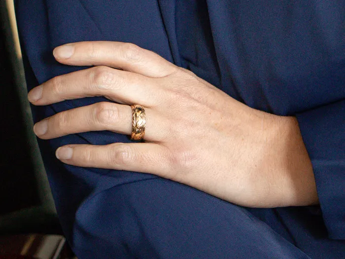 Market Square Jewelers Rings Rose Gold Band with Etched Wave Pattern Market Square Jewelers Rings Rose Gold Band with Etched Wave Pattern