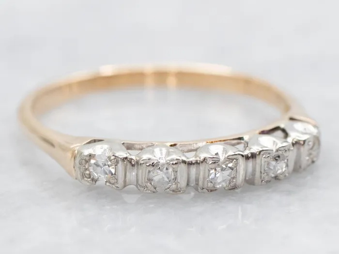 Market Square Jewelers Rings Vintage Two Tone Five Diamond Wedding Band
