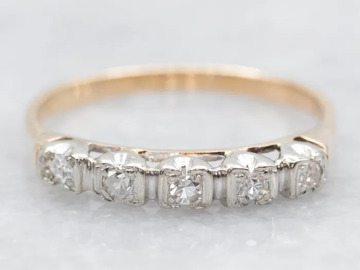 Market Square Jewelers Rings Vintage Two Tone Five Diamond Wedding Band