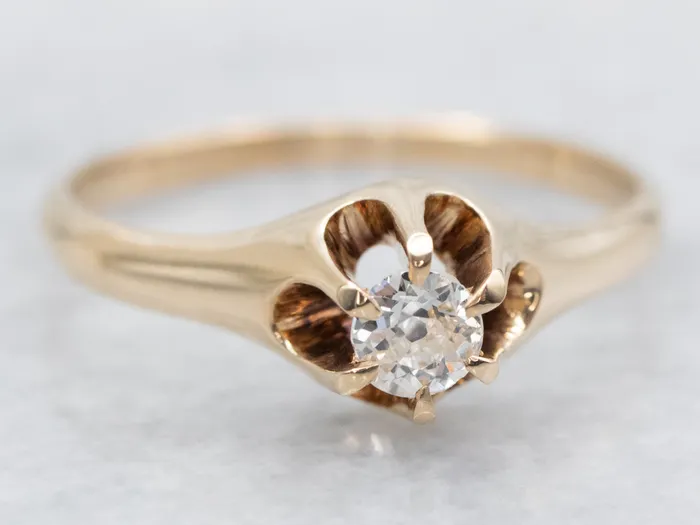Market Square Jewelers Vintage Old Mine Cut Diamond Solitaire Engagement Ring Rings