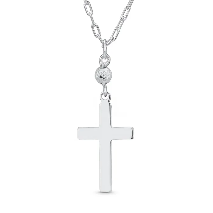 Minimalist Petite Religious Pendant Necklace with Cross and CZ Accent Sterling Silver BlingJewelry Wholesale Necklaces