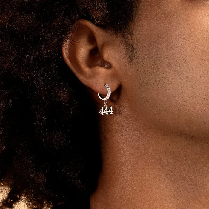 Moissanite Angel Number Dangly Earring 444 aporro Earrings