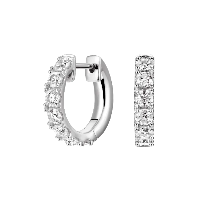Moissanite Single Row Hoop Earring aporro Earrings