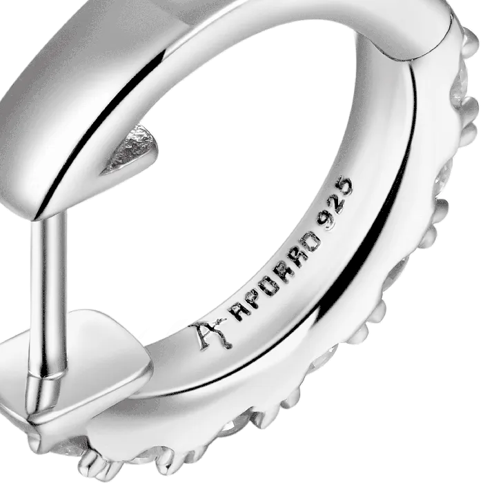 Moissanite Single Row Hoop Earring aporro Earrings