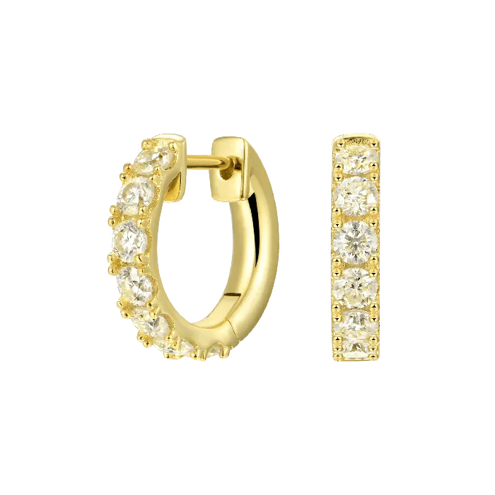 Moissanite Single Row Hoop Earring aporro Earrings