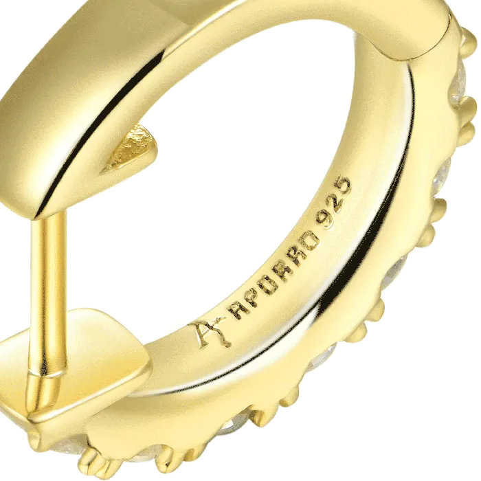 Moissanite Single Row Hoop Earring aporro Earrings
