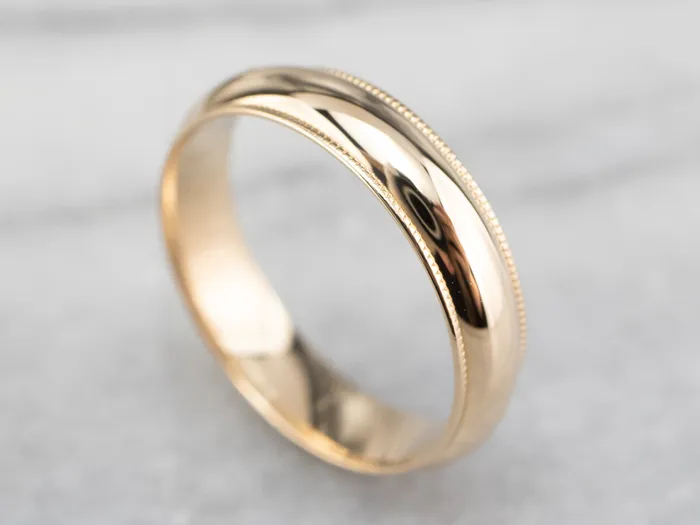 MSJ Online Rings Milgrain Edge Yellow Gold Wedding Band