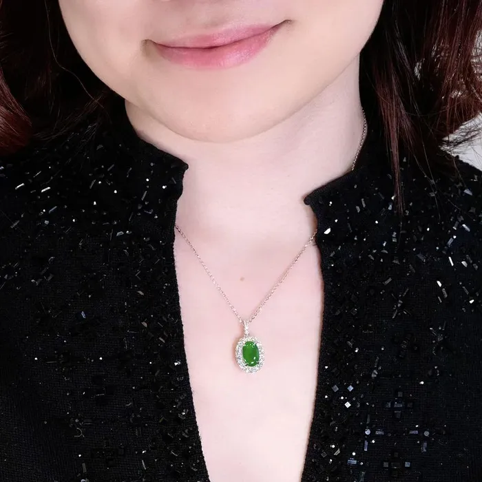 Necklaces CH Collection Jade Diamond Pendant and Chain