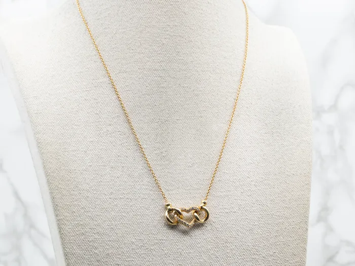Necklaces Market Square Jewelers Modernist Gold Diamond Encrusted Heart Pendant Necklace