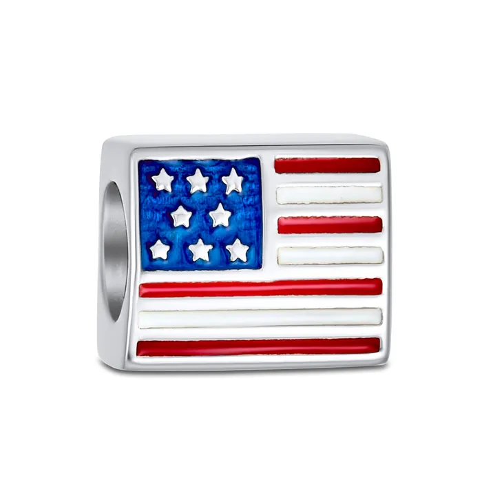 Patriotic USA Flag Star Charm Bead in Sterling Silver for European Bracelets BlingJewelry Wholesale Earrings Patriotic USA Flag Star Charm Bead in Sterling Silver for European Bracelets BlingJewelry Wholesale Earrings
