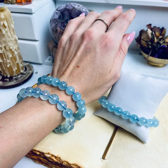 Pure Aquamarine Crystal Bracelet for Cleansing Calming 20 mm AphroZodiac Bracelets