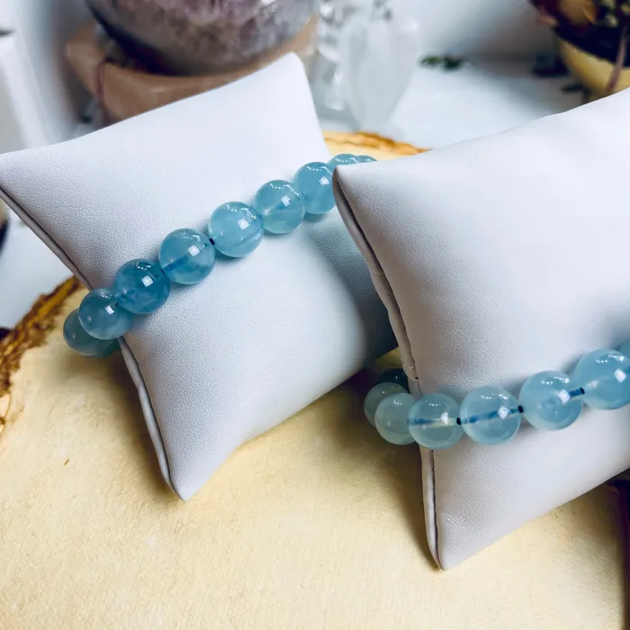 Pure Aquamarine Crystal Bracelet for Cleansing Calming 20 mm AphroZodiac Bracelets