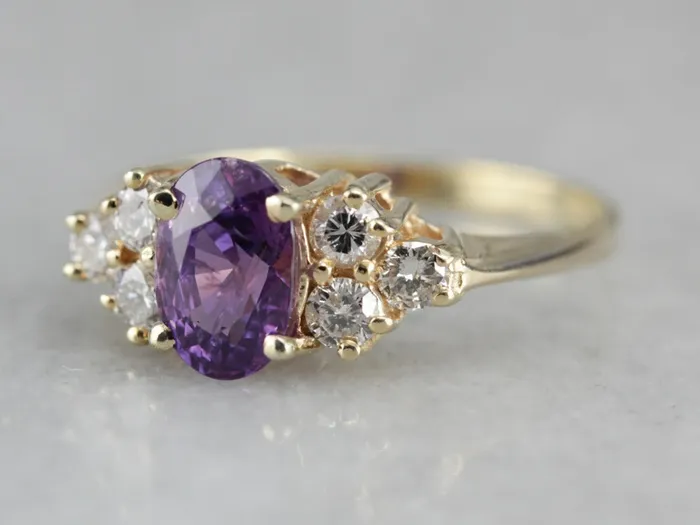 Purple Sapphire and Diamond Engagement Ring Market Square Jewelers Rings