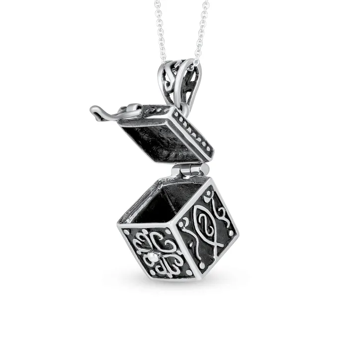 Religious Christian Ichthys Jesus Locket Necklace in Oxidized Sterling Silver BlingJewelry Wholesale Necklaces