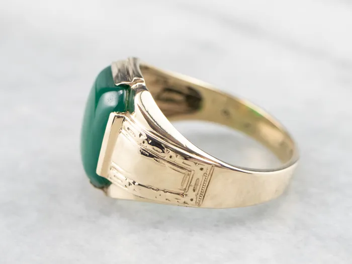Retro Mens Green Onyx Gold Statement Ring Market Square Jewelers Rings Retro Mens Green Onyx Gold Statement Ring Market Square Jewelers Rings