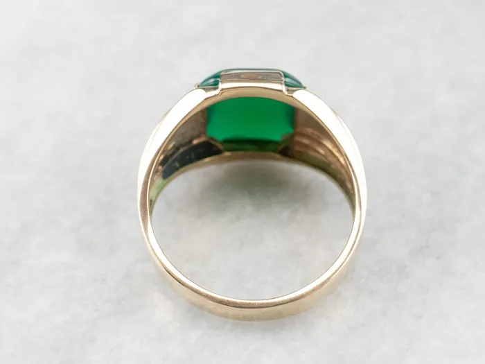 Retro Mens Green Onyx Gold Statement Ring Market Square Jewelers Rings Retro Mens Green Onyx Gold Statement Ring Market Square Jewelers Rings