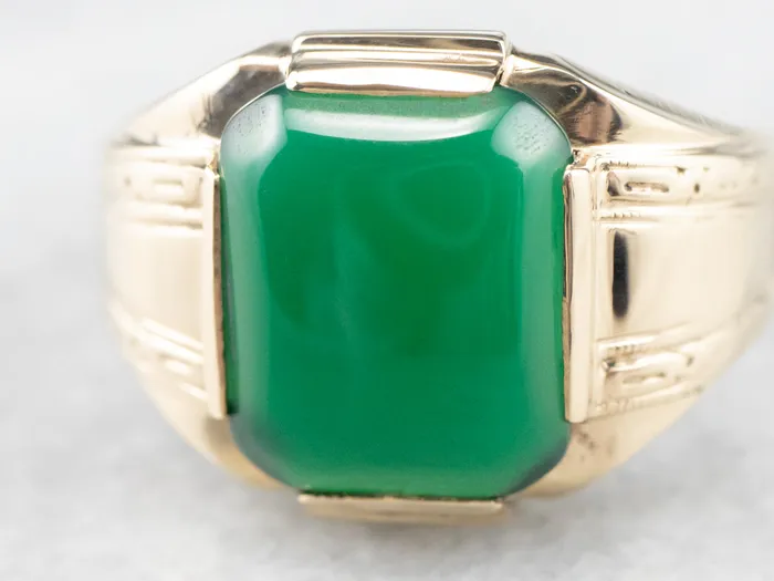 Retro Mens Green Onyx Gold Statement Ring Market Square Jewelers Rings Retro Mens Green Onyx Gold Statement Ring Market Square Jewelers Rings