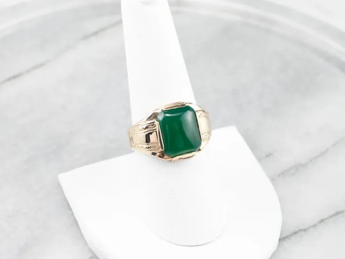 Retro Mens Green Onyx Gold Statement Ring Market Square Jewelers Rings Retro Mens Green Onyx Gold Statement Ring Market Square Jewelers Rings