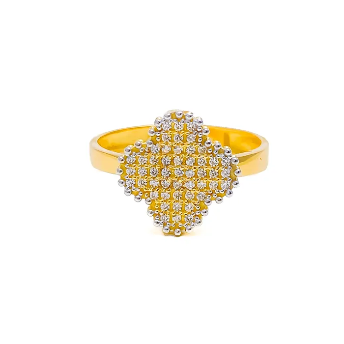 Rings Andaaz Jewelers Evergreen Blooming 21K Gold Clover CZ Ring