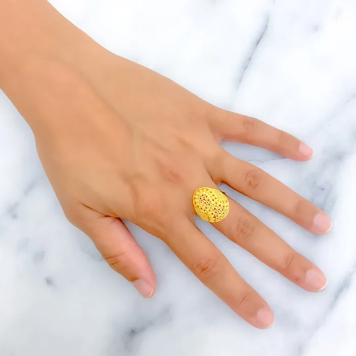 Rings Andaaz Jewelers Unique Sculptural 22k Gold Floral Statement Ring
