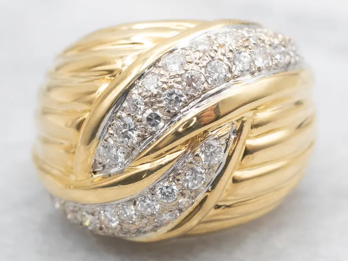 Rings Bold Wrapped Gold Diamond Bomb Ring Market Square Jewelers