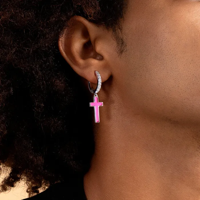 Single Arcenciel Cross Dangly Earring aporro Earrings