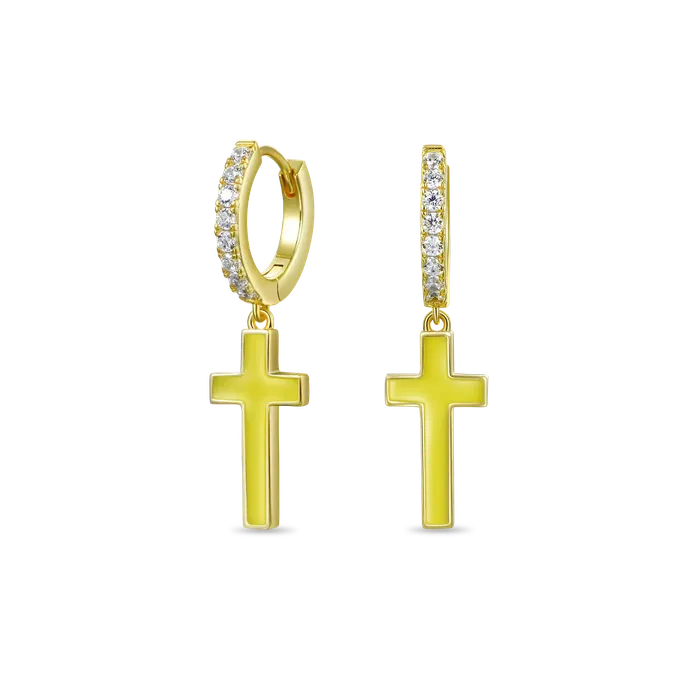 Single Arcenciel Cross Dangly Earring aporro Earrings