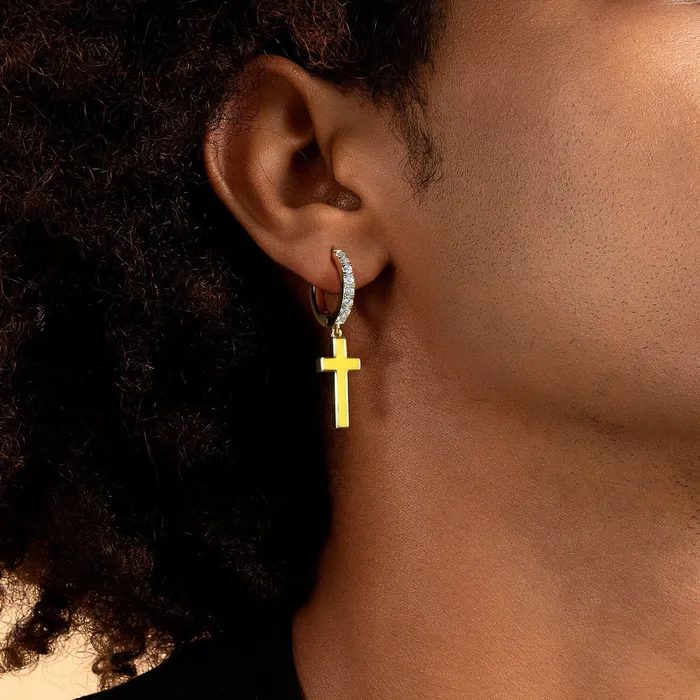 Single Arcenciel Cross Dangly Earring aporro Earrings