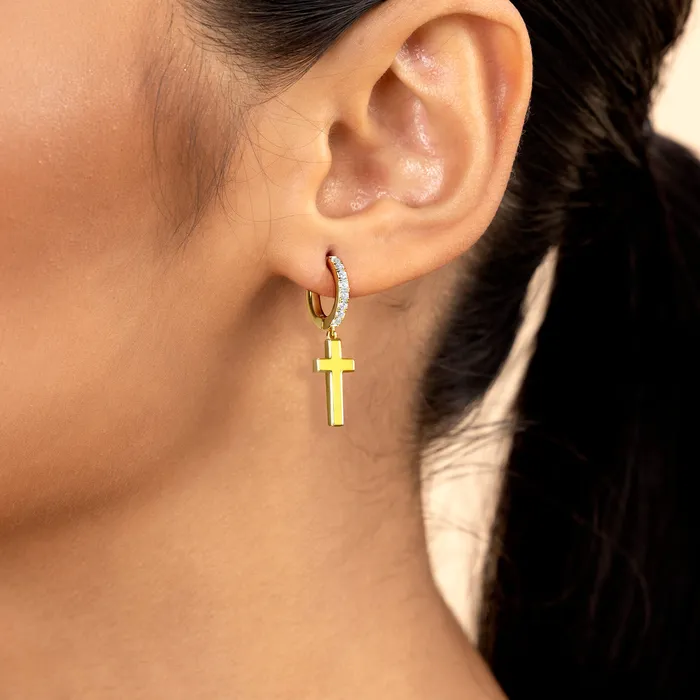 Single Arcenciel Cross Dangly Earring aporro Earrings