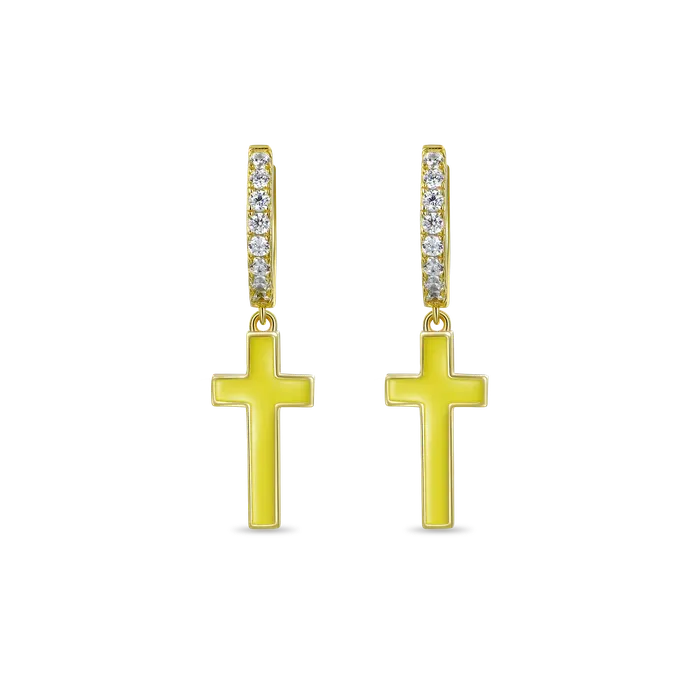 Single Arcenciel Cross Dangly Earring aporro Earrings