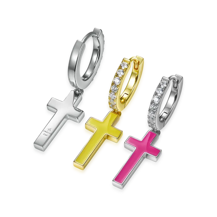 Single Arcenciel Cross Dangly Earring aporro Earrings