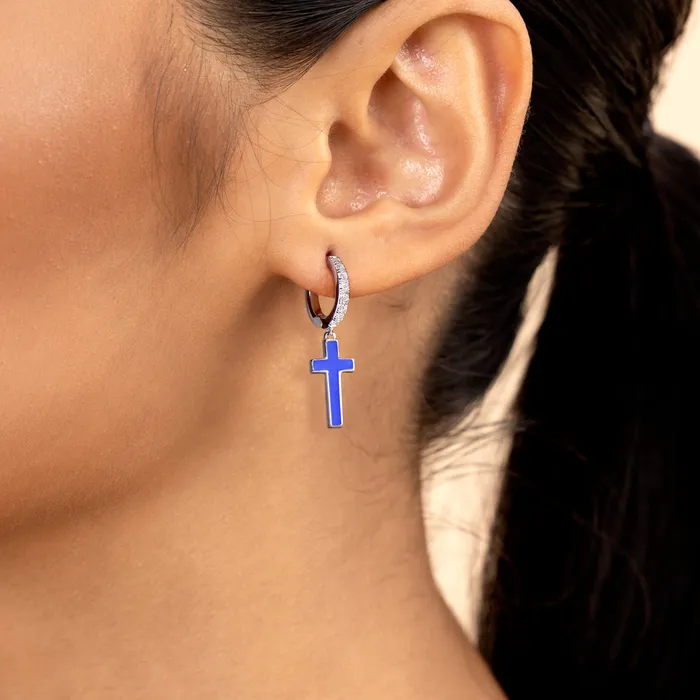 Single Arcenciel Cross Dangly Earring aporro Earrings