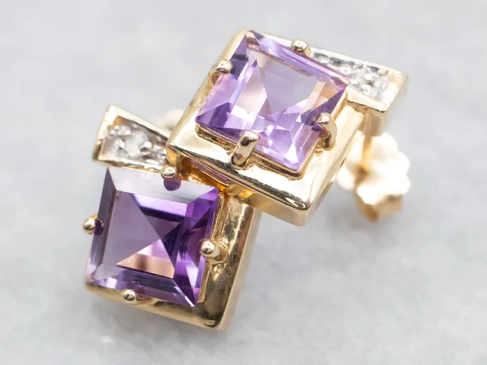 Square Cut Amethyst and Diamond Stud Earrings Market Square Jewelers Earrings Square Cut Amethyst and Diamond Stud Earrings Market Square Jewelers Earrings