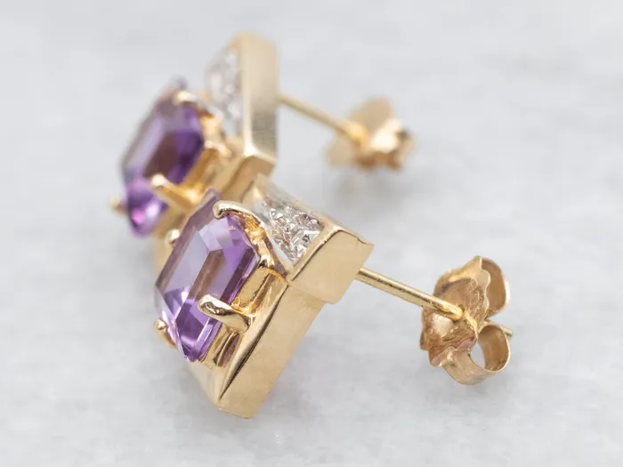 Square Cut Amethyst and Diamond Stud Earrings Market Square Jewelers Earrings Square Cut Amethyst and Diamond Stud Earrings Market Square Jewelers Earrings