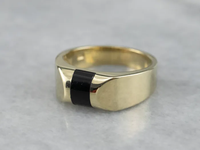 Unisex Black Onyx Statement Ring Market Square Jewelers Rings