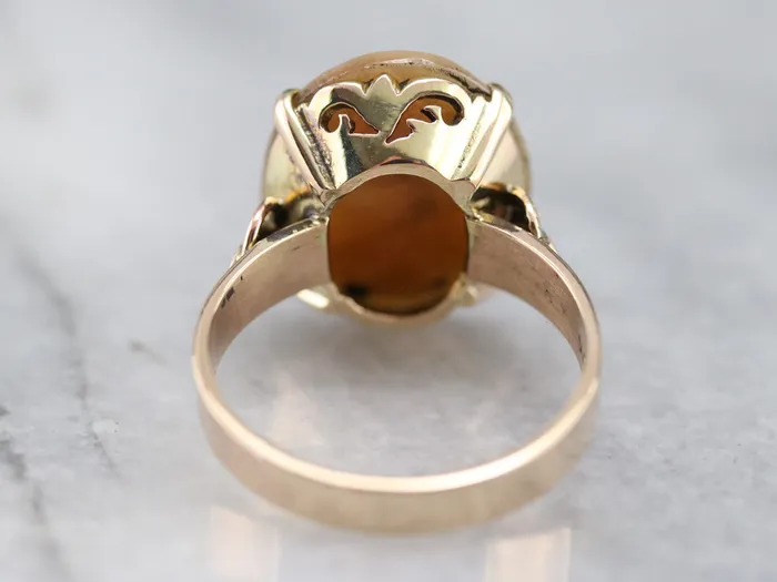 Vintage Gold Botanical Cameo Ring Market Square Jewelers Rings