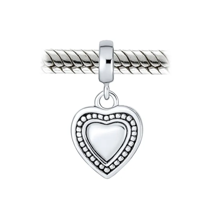 Vintage Initial Alphabet Bead Charm Heart Sterling Silver for European Bracelet BlingJewelry Wholesale Bracelets